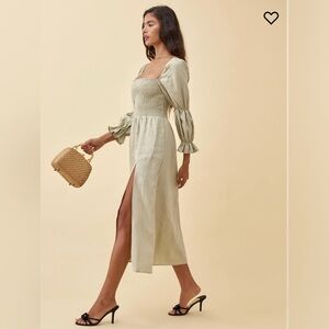 Reformation Hyland Linen Dress Dried Herbs Size Medium